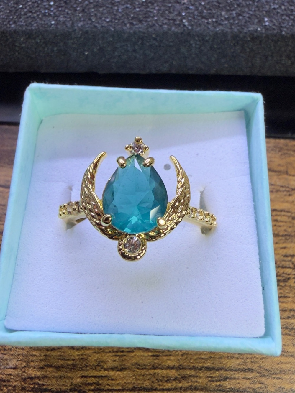 Gold Plated Teardrop Scarab Crescent Ring 💎